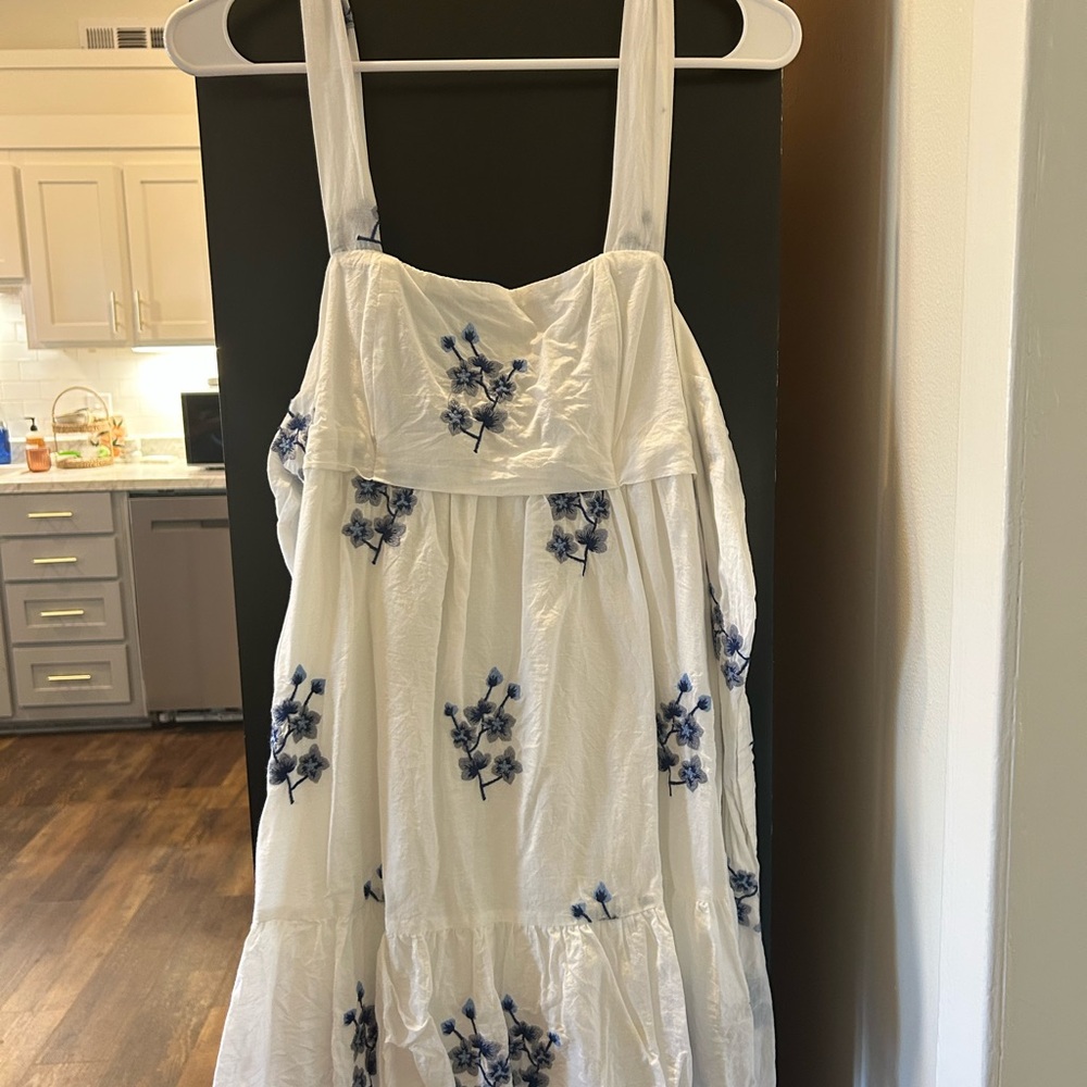 Altar'd State White and Blue Floral Mini Dress